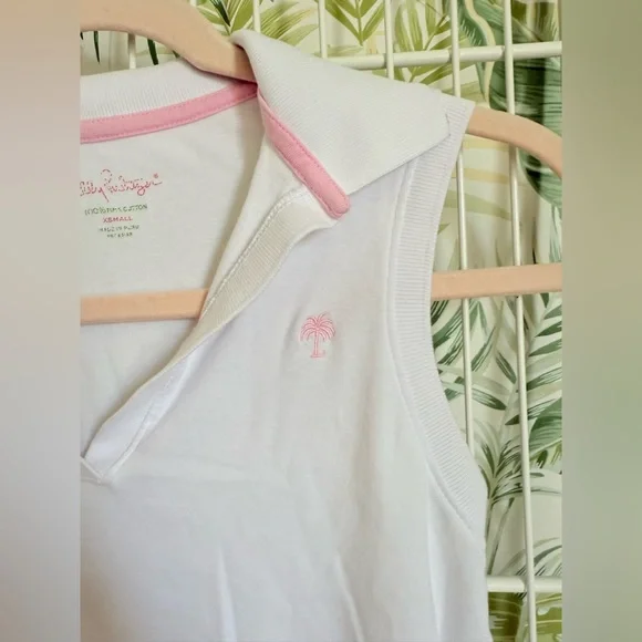 Lilly Pulitzer Classic Resort White and Pink Polo Tank - Picture 2 of 6